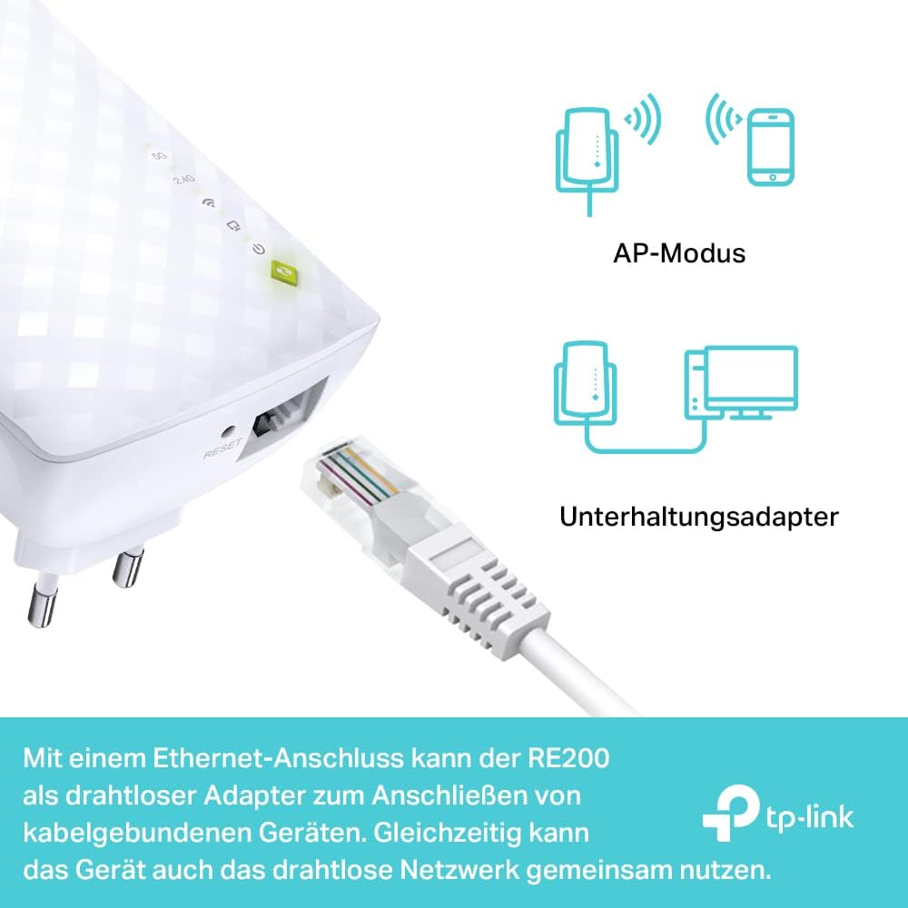 TP-Link WIFITL-RE200 (UE) - Blanc 433 Mbit/s 433 Mbit/s, 433 Mbit/s 433 Mbit/s