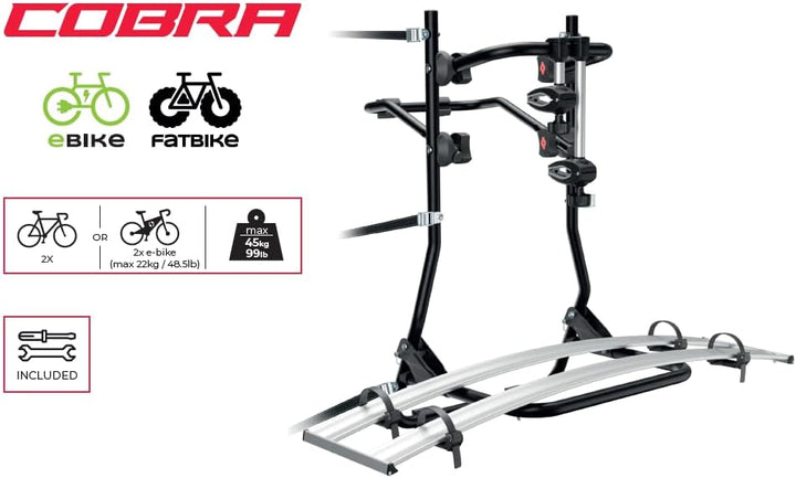 Portabici Posteriore COBRAP per 2 E-Bike Acciaio Argento