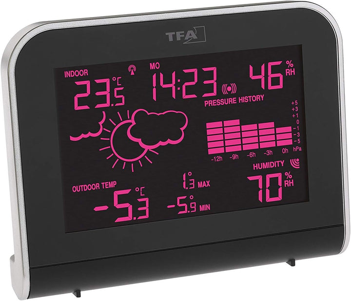 TFA 35.1148.01.IT Sphere Funk-Wetterstation mit Farbwechsel-Display (schwarz mit Batterien)