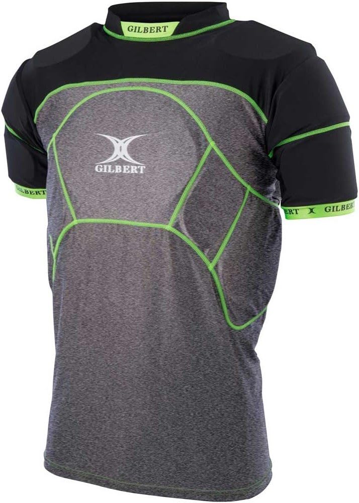 Gilbert Schulterpolster Rugby – Kinder – Charger X1 Schwarz/Grau/Grün XS, Schwarz/Grau/Grün XS