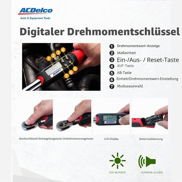 ACDelco ARM601-3 Digitaler Drehmomentschlüssel, 3/8 Zoll (0,95 cm), 2,71-50,71 Nm (2-37 ft-lbs) Schr