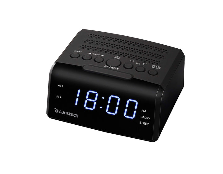 Sunstech Radiowecker mit Alarm und LED-Bildschirm, Digitaler AM/FM-Tuner, Integrierte Lautsprecher,