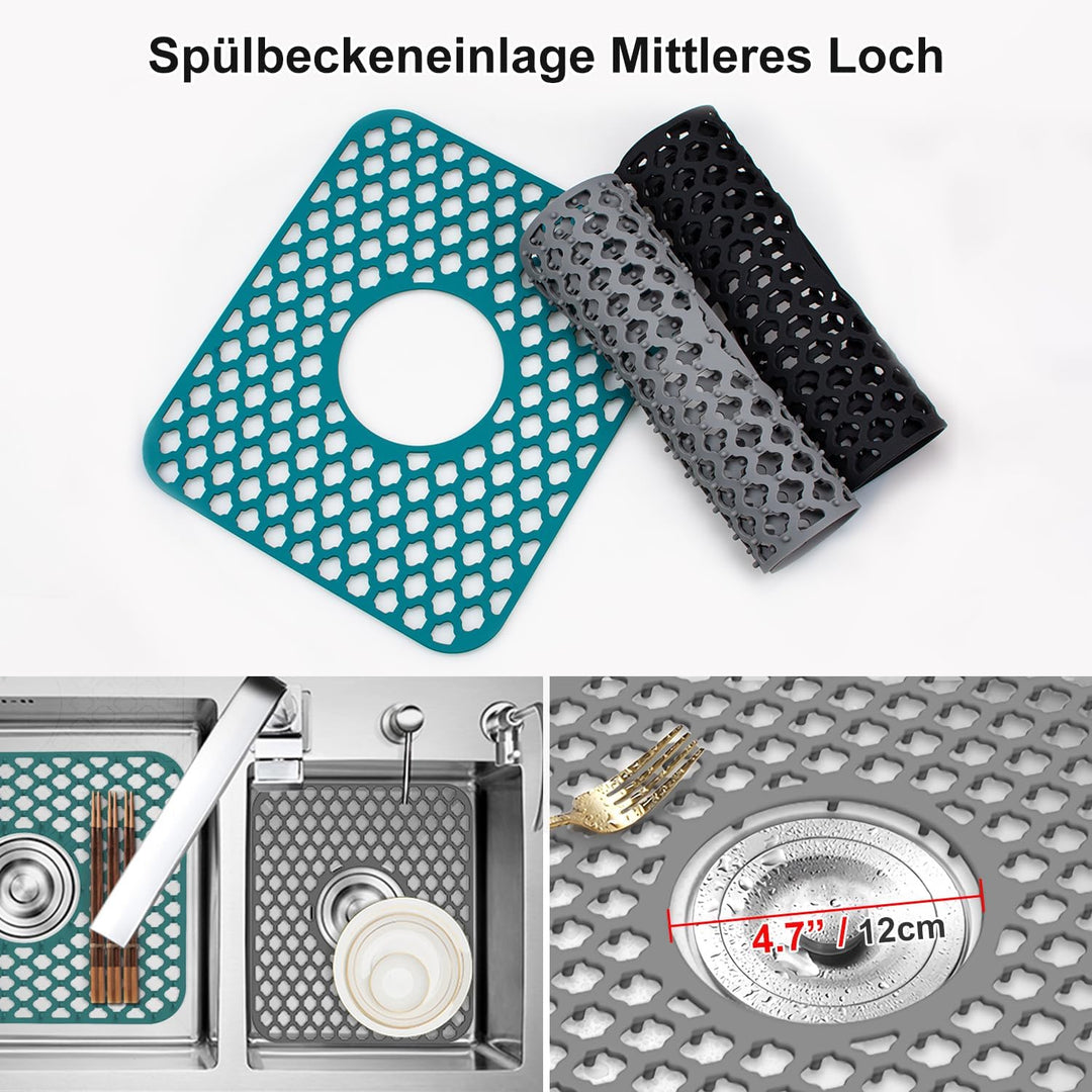 Silikon Spülbeckenmatte, Spülbeckeneinlage 34x29cm, 2 PCS Spülbeckenschutz Zusammenklappbar, Hitzebe