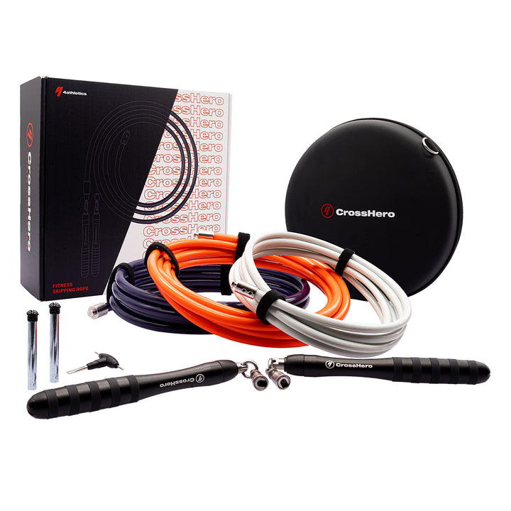 Premium 4athletics Springseil | Schweres Springseil mit 3 Verschieden Seilen in Sekunden tauschen He