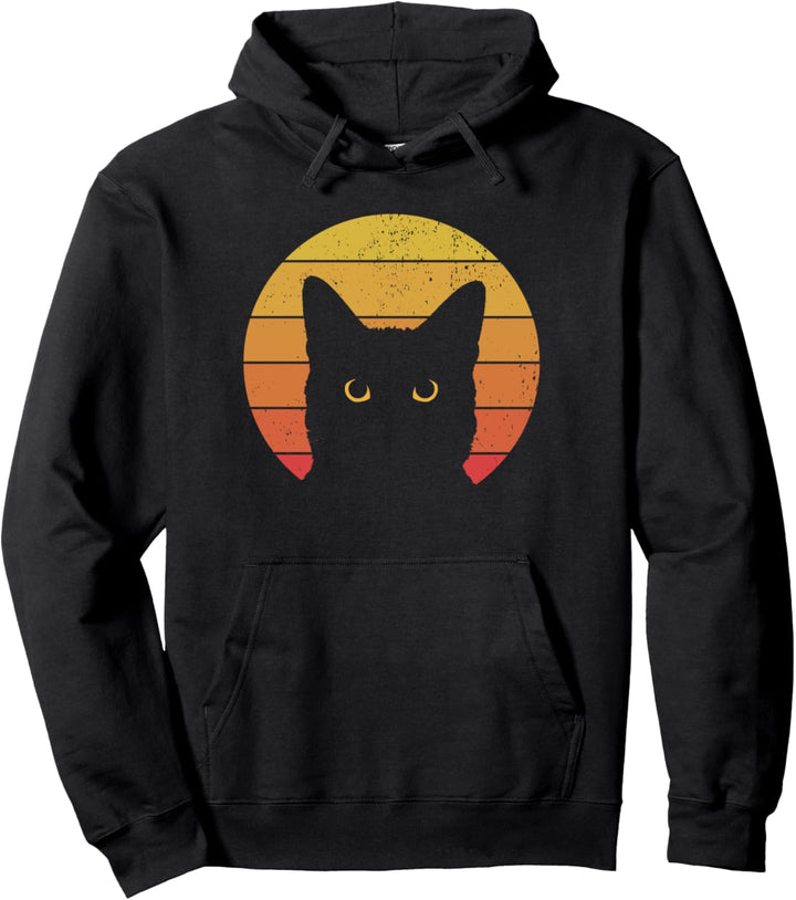 Cat Retro Vintage Black Cat For Men Women Pullover Hoodie