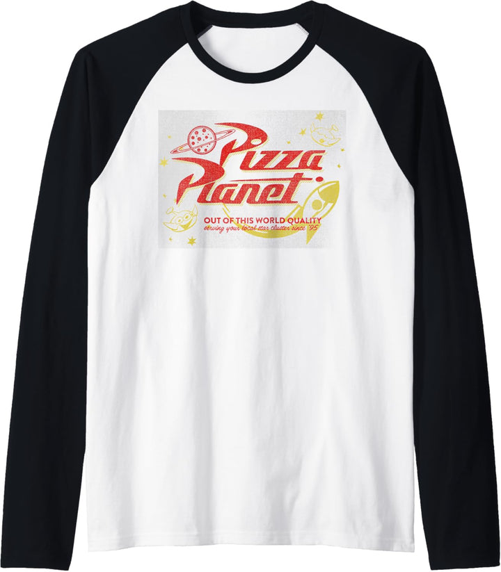 Disney Pixar Toy Story Vintage Pizza Planet Logo Raglan