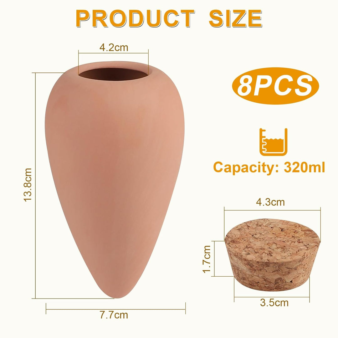 8 × 320ml Tonkegel Bewässerung Rettichkegel mit Deckel Pflanzen Bewässerungskegel Pflanzen Wasserspe