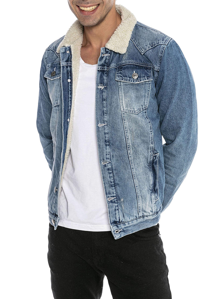 Redbridge Jeansjacke für Herren Jacke Denim Gefüttert Winter Herbst Übergangszeit, Blau
