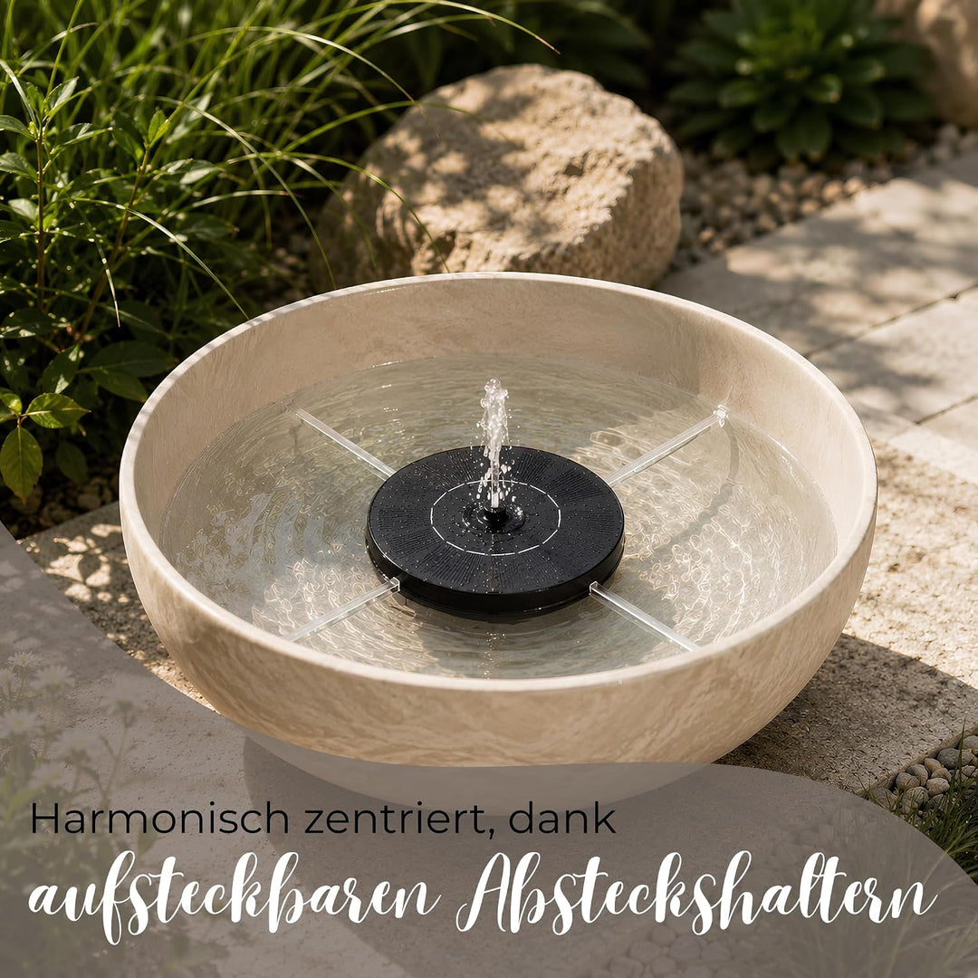Solarbrunnen Wasser-Fontäne für draussen - 16 cm Schwimmende Solar Wasserpumpe mit 5 wechselbaren Au
