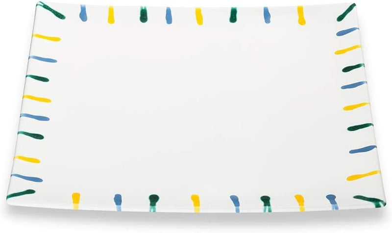 GMUNDNER KERAMIK Platzteller eckig Grösse: l= 31 cm x b= 31 cm x h= 2.8 cm Buntgeflammt Geschirr, ha