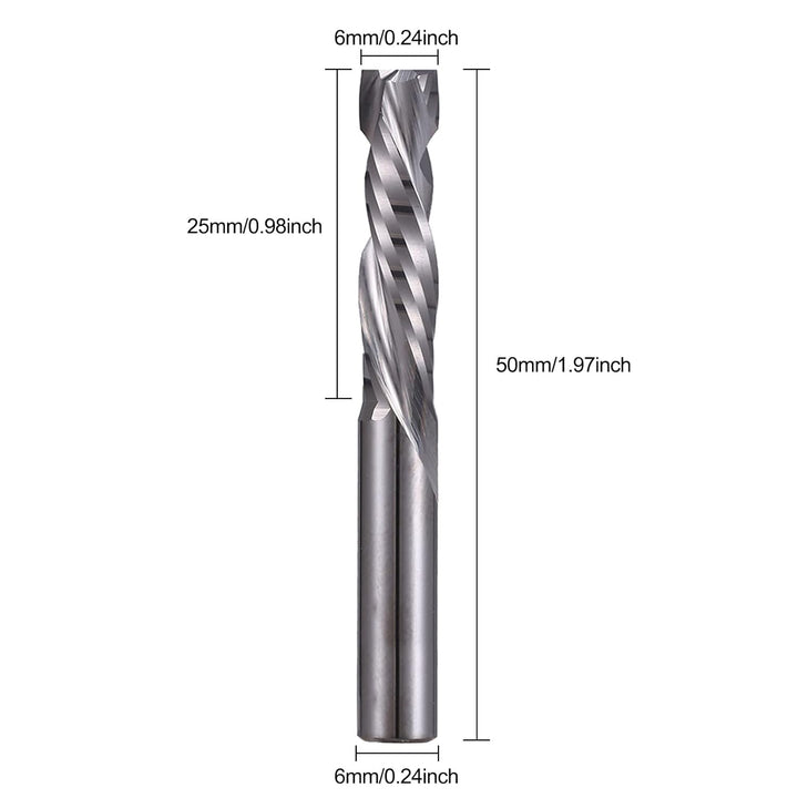EU_HOZLY 5 Stück Hartmetall-Kompressionsfräser Up&Down 2 Nuten Schaftfräser 6 mm (0,236 Zoll) Schaft
