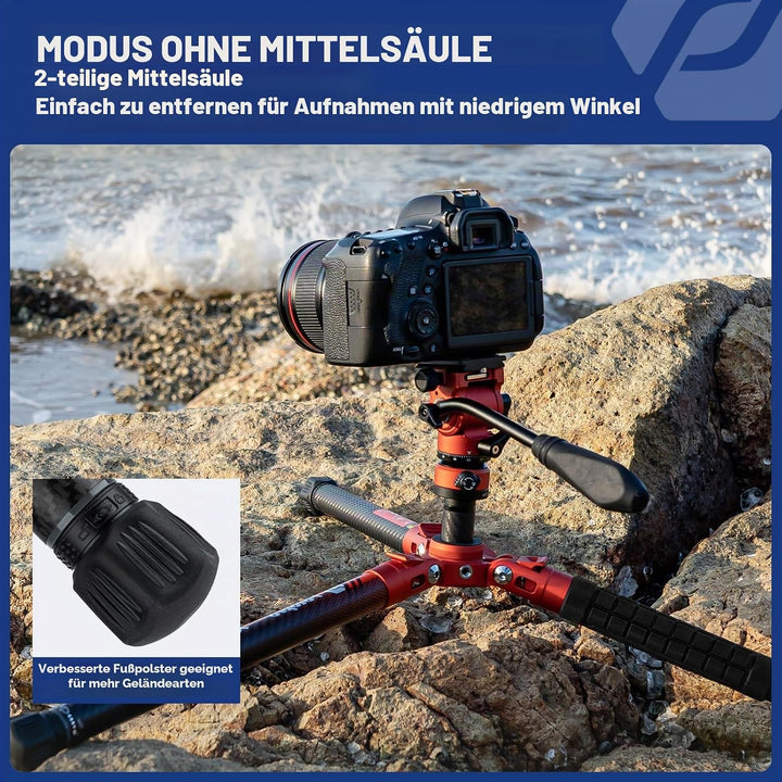 Fotopro X-Aircross 3 Video 151 cm leichtes Reise-Kamera-Stativ mit Fluid-Kopf 1.07 KG ultraleichtes