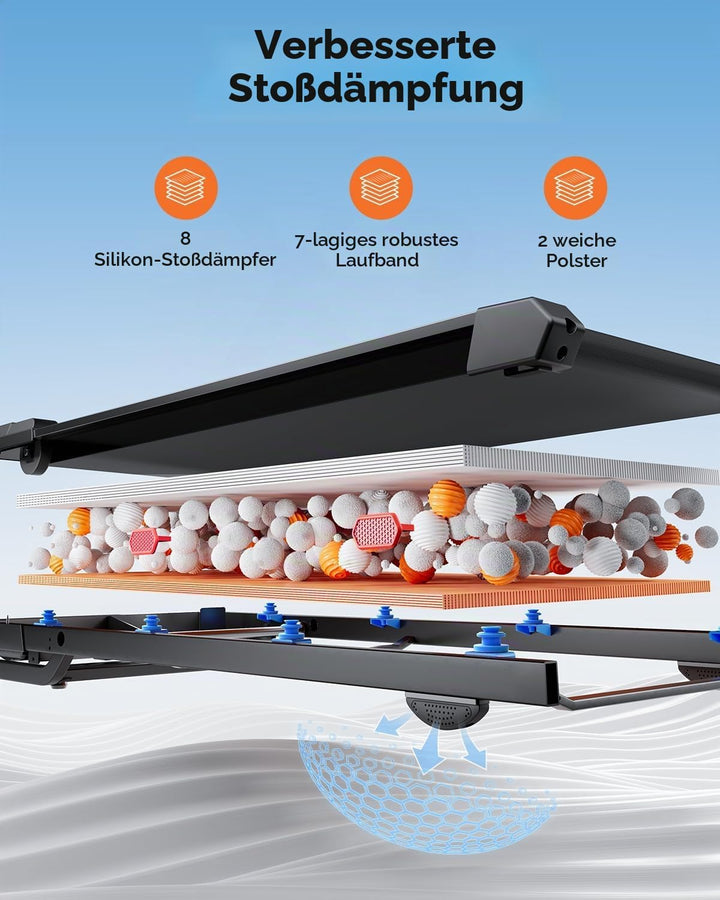 laufband für zuhause mit Neigung, 5 IN 1 Walking Pad mit 12% Steigung, 2.5HP Klappbar Laufband für Z