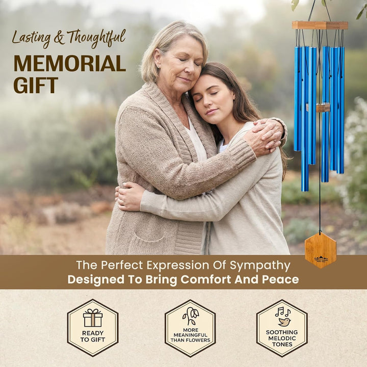 UpBlend Outdoors Windspiel für draussen – 73,7 cm blaues Windspiel für den Aussenbereich, Zen-Garten