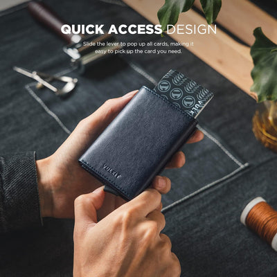 VULKIT Kreditkartenetui für Herren, Pop-up-Kartenetui, RFID-blockierendes Leder-Kartenetui mit Gelds