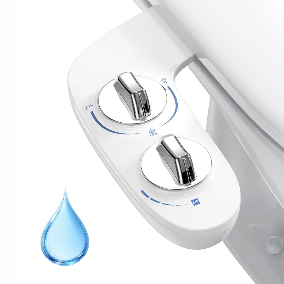 Bidet Aufsatz, Ultra-Slim Bidet Einsatz für Toilette mit Nicht Elektrischer Selbstreinigender Doppel