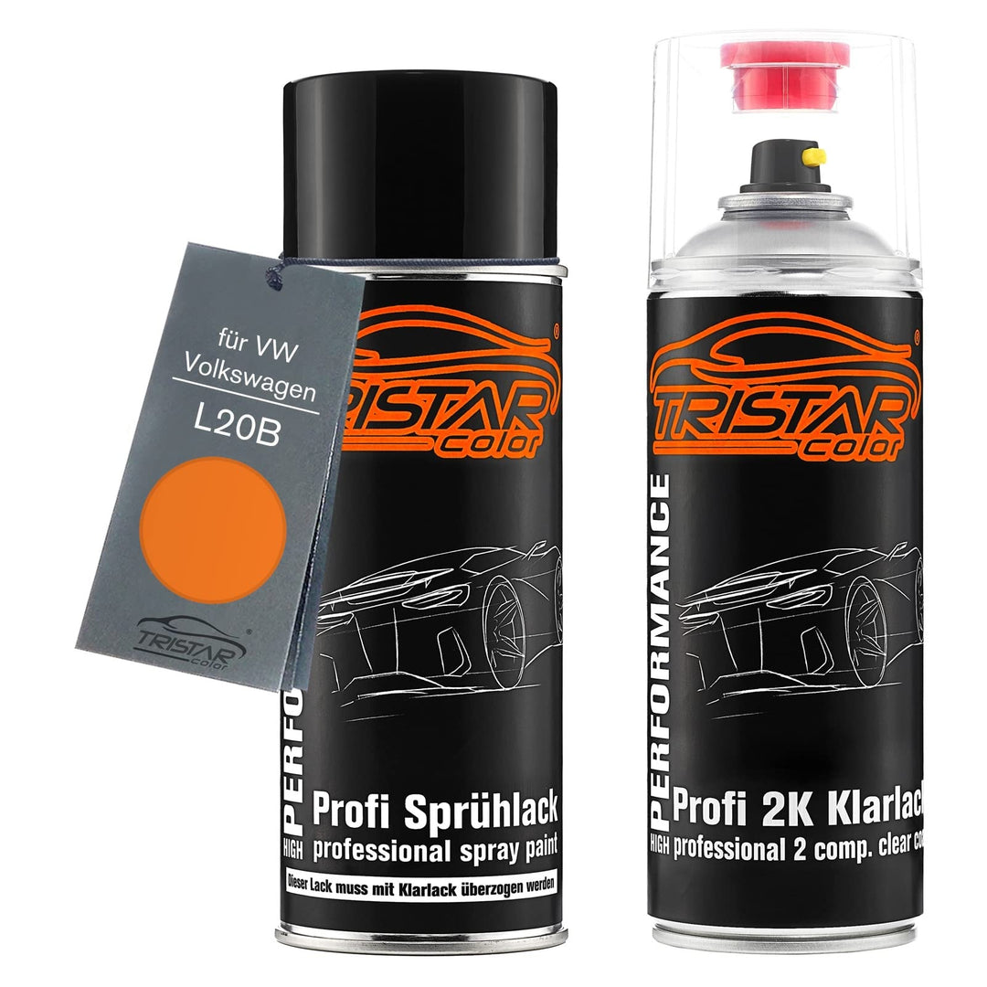 TRISTARcolor Autolack 2K Spraydosen Set für VW/Volkswagen L20B Leuchtorange Basislack 2 Komponenten