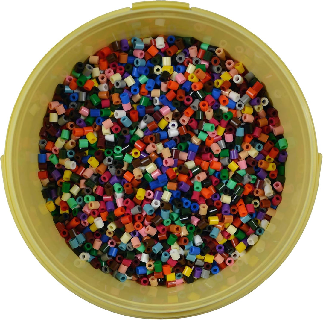 Hama Perlen 181-67 Bügelperlen im Eimer mit ca. 30.000 Midi-Perlen im Volltonmix mit 22 Farben, für