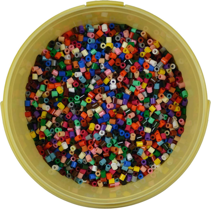 Hama Perlen 181-67 Bügelperlen im Eimer mit ca. 30.000 Midi-Perlen im Volltonmix mit 22 Farben, für