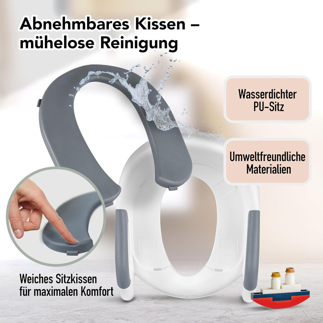 KidzCorner Kinder Toilettensitz mit Treppe, höhenverstellbare Toilettenleiter klappbar auch als Trit