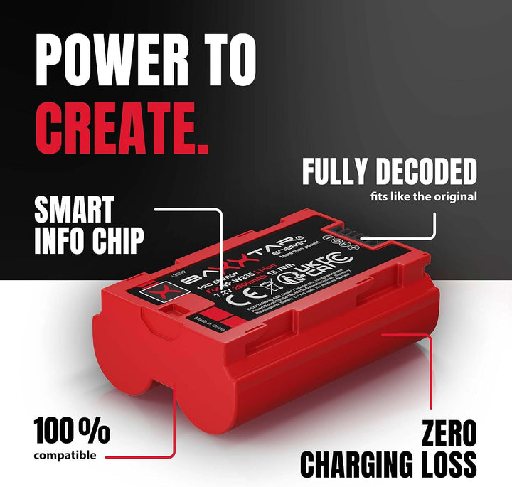 Baxxtar NP-W235 2400mAh Kamera-Akku Pack mit aktivem NTC-Sensor - mit Ladegerät Mini 18882 USB Dual