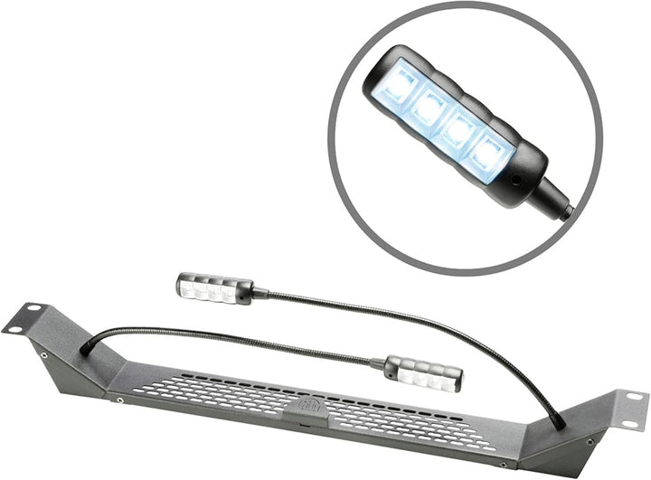 Adam Hall Stands 87463ULTRA 48,3 cm (19 Zoll) Parts Kaltweisse COB-LED-Rackleuchte mit zwei Schwanen