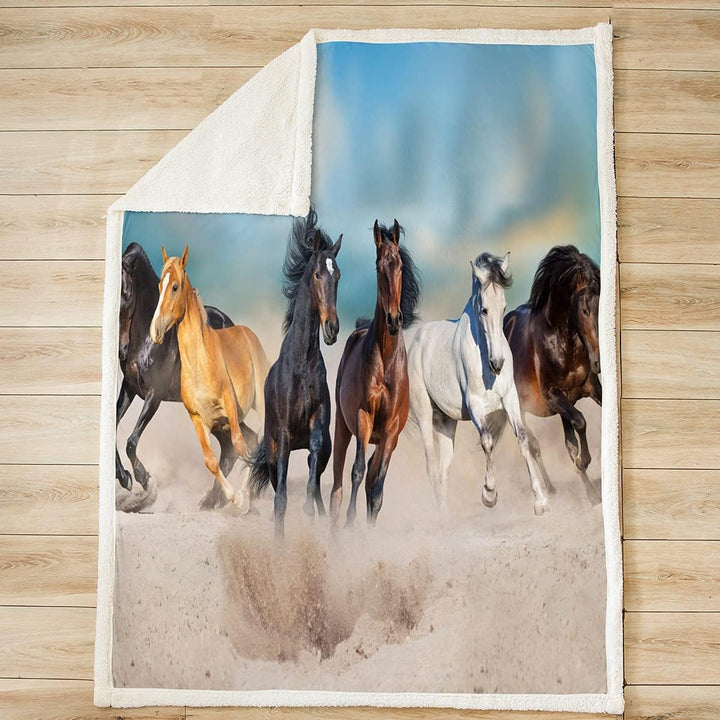 Homewish Schwarzes Pferd Flanell Decke 130×150,Kinder Jungen Galoppieren Denk-Wurf-Decke,3D Bauernho