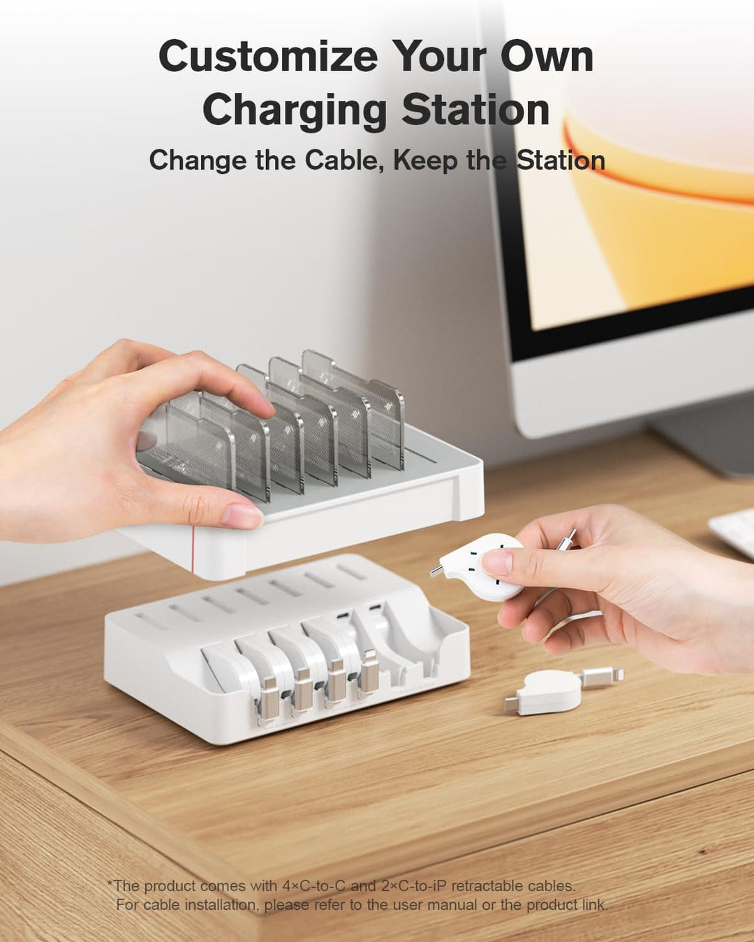 SooPii HomeHub H1 Ladestation für mehrere Geräte,verbessertes 6Port Schnellladegerät mit 6 einziehba