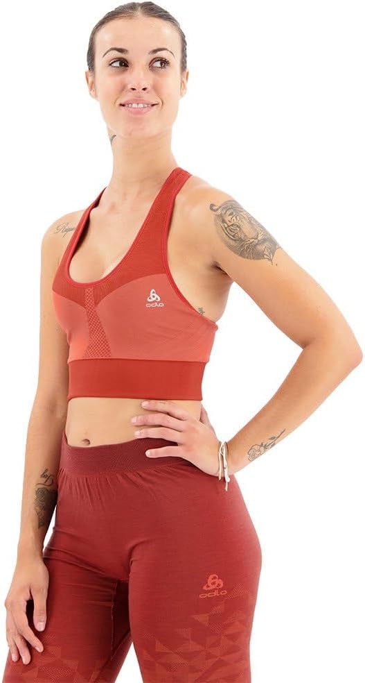 Odlo Damen Seamless Medium Support_131431 Sport BH (1er Pack) S Cinnabar, S Cinnabar
