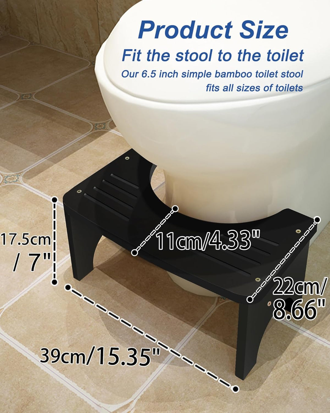 RayLove Toilettenhocker, WC Trittbrett aus Holz mit Anti Rutsch Pads, 35 Grad strapazierfähiger C-fö