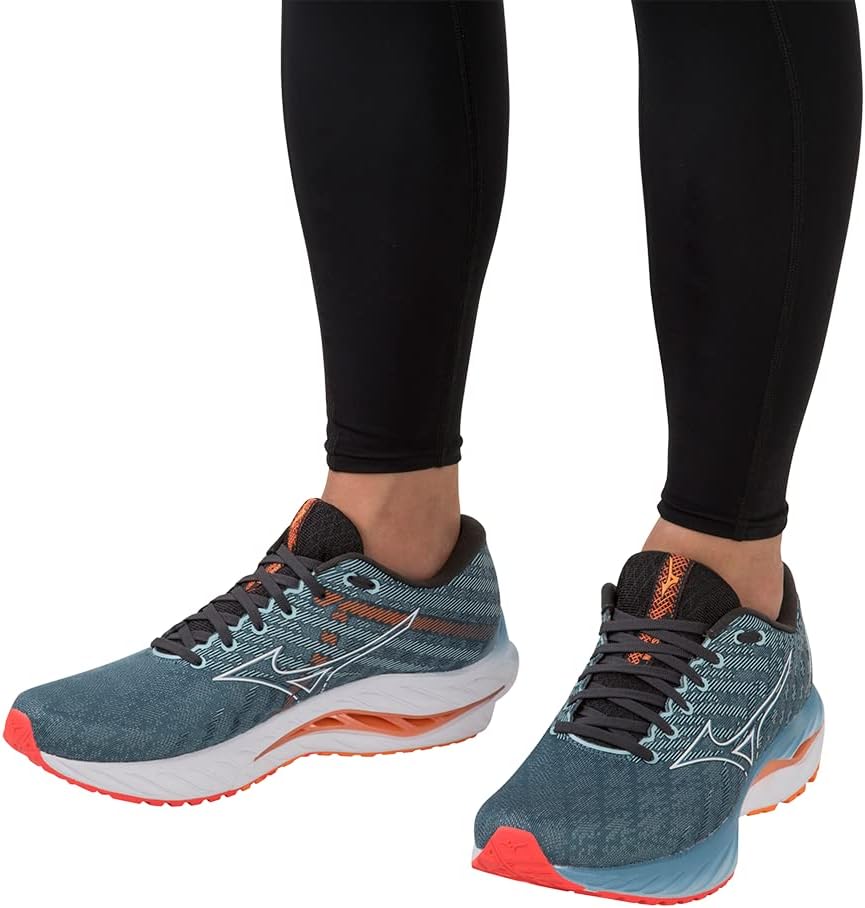 Mizuno Herren Wave Inspire 19Sneaker 44 EU Provincial Blue White Light Orange, 44 EU Provincial Blue