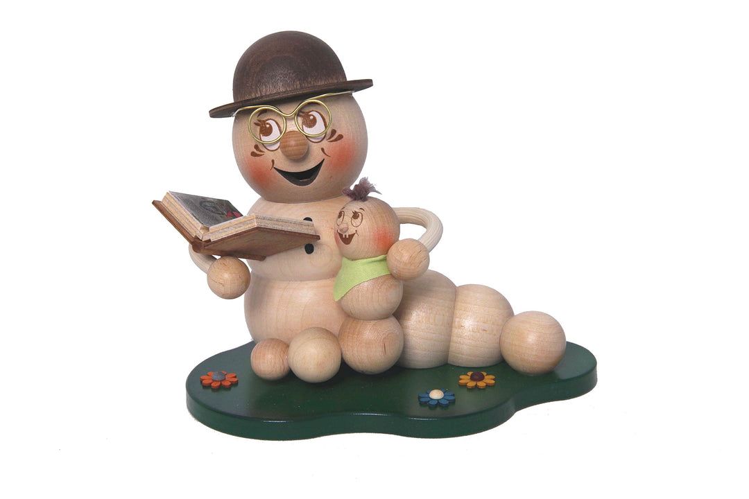 Drechslerei Kuhnert Rauchmann/Räucherfigur - Rauchwurm aus Holz - Rudi & ROSI - Motiv: Opa-Rudi mit