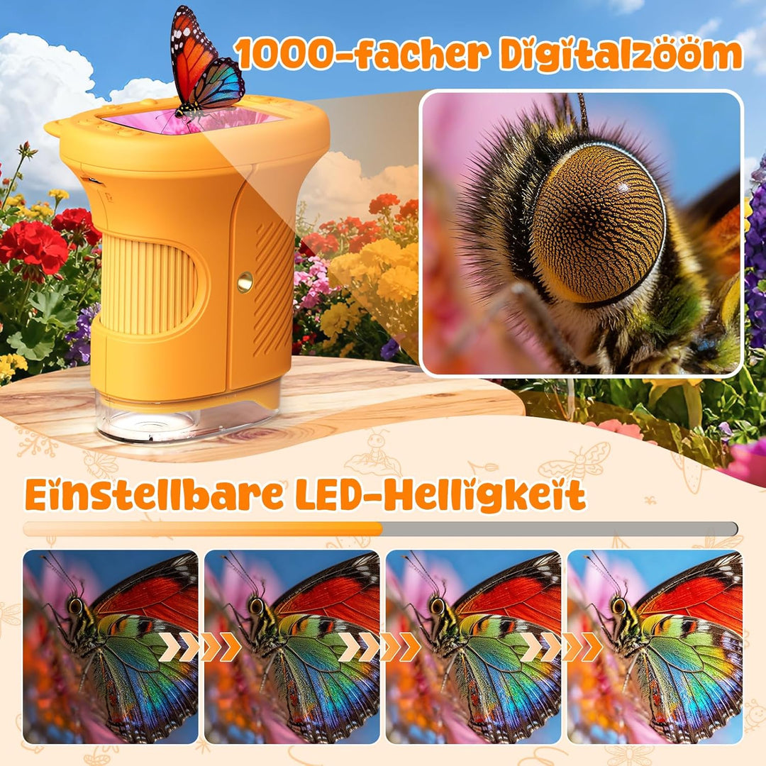 Mikroskop für Kinder, 1000X&2.4" HD Bildschirm Digitales Mikroskop für Kinder Spielzeug ab 3 4 5 6 7
