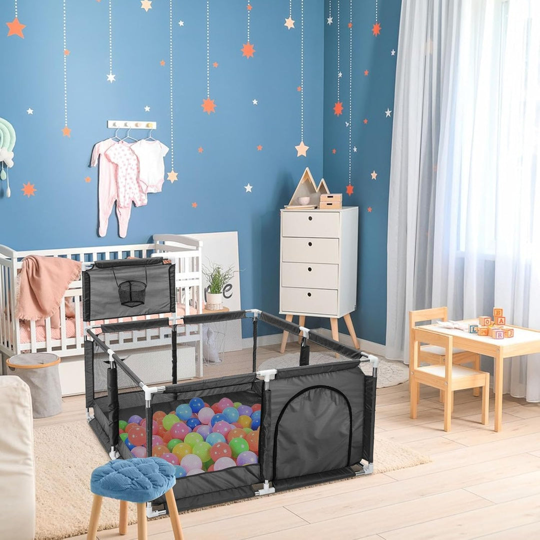 Laufgitter Baby Krabbelgitter Spiellaufstall Spielgitter Baby Laufstall mit Netzgewebe tragbar stabi