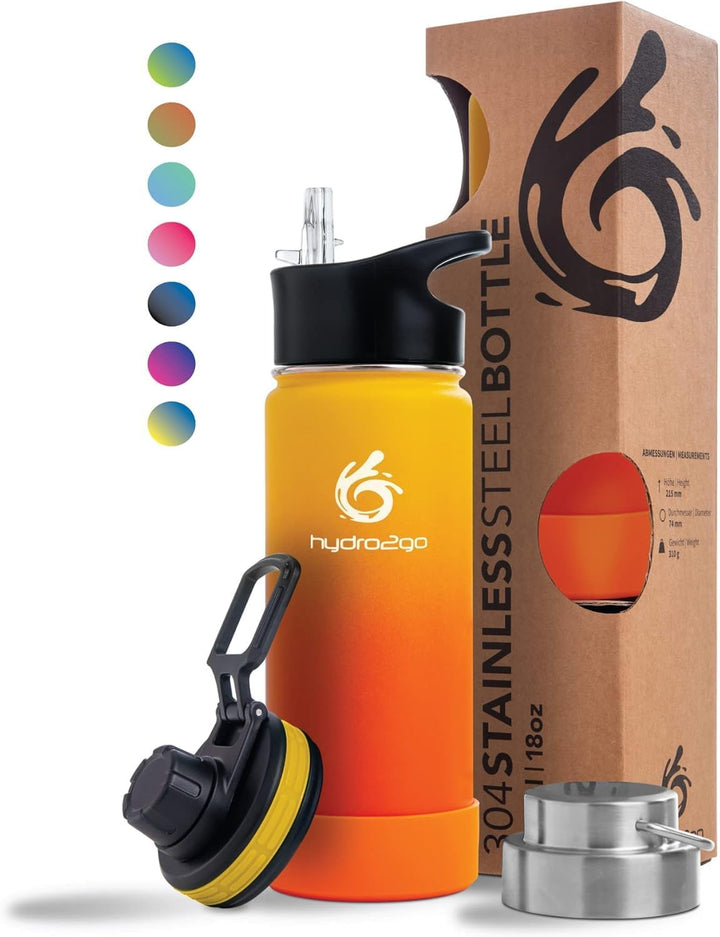 hydro2go Edelstahl Trinkflasche – BPA-freie Isolierflasche für Kinder, Schule, Sport & Outdoor – Häl