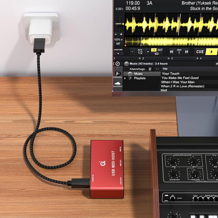 DigitalLife Stand-Alone USB MIDI Host Bridge Box - 1-Eingang/1-Ausgang 5-PIN DIN MIDI-Schnittstellen