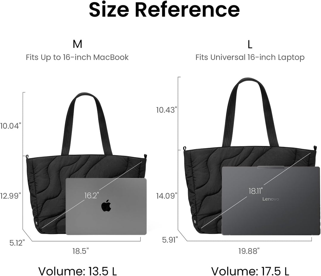 tomtoc Puffer Laptop Tragetasche für Damen, 13,5L Tote Bag für 15-16 Zoll Macbook, Leichte Schultert