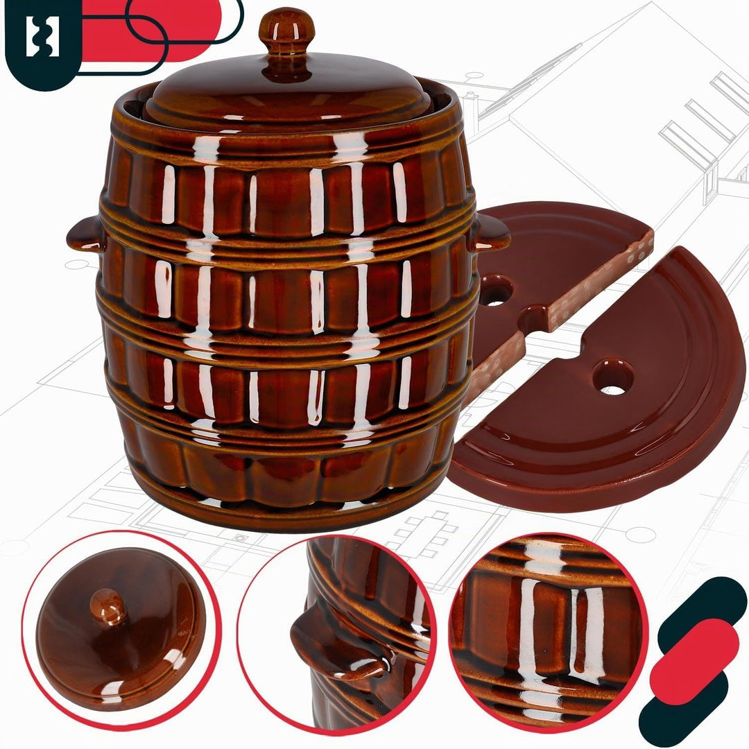 KOTARBAU® Gärtopf 12 L Steinguttopf mit Deckel und Beschwerungsstein Hermetisch Sauerkrauttopf Gurke