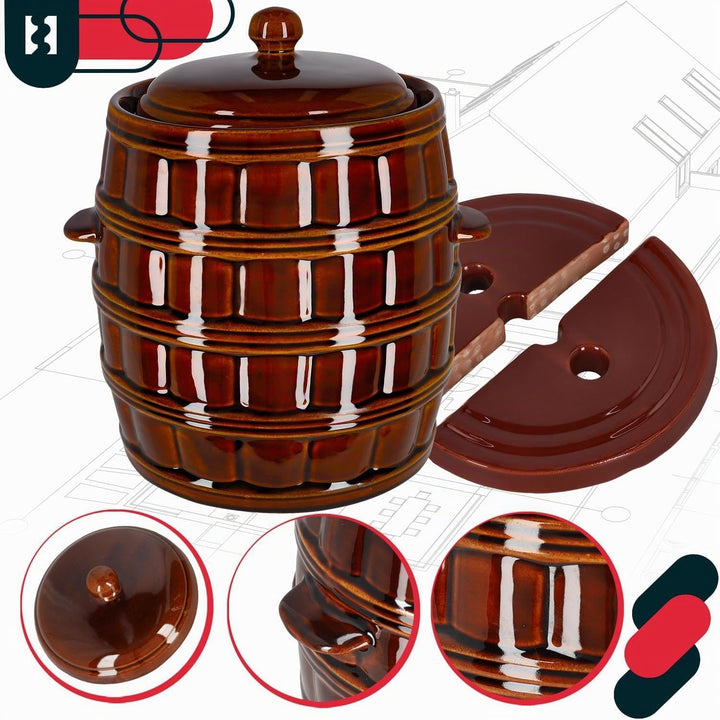 KOTARBAU® Gärtopf 12 L Steinguttopf mit Deckel und Beschwerungsstein Hermetisch Sauerkrauttopf Gurke
