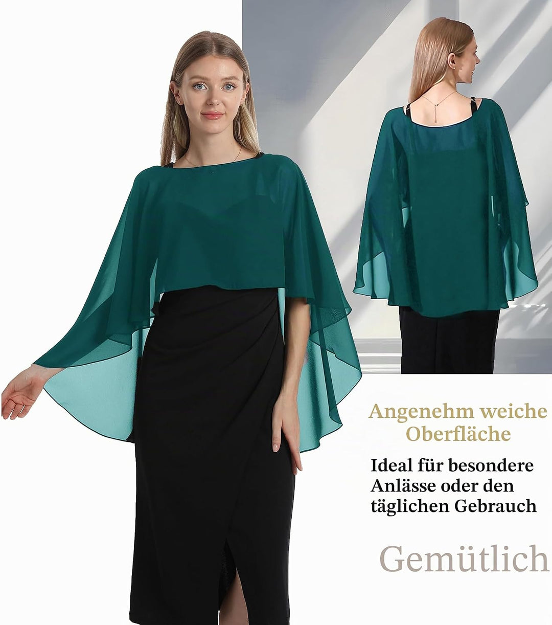 Damen Chiffon-umhang001 Pashmina-Schal Einheitsgrösse Blaugrün/Ein Hauch von Paradies (Trace of Para