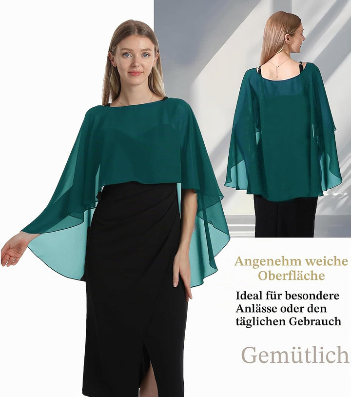 Damen Chiffon-umhang001 Pashmina-Schal Einheitsgrösse Blaugrün/Ein Hauch von Paradies (Trace of Para