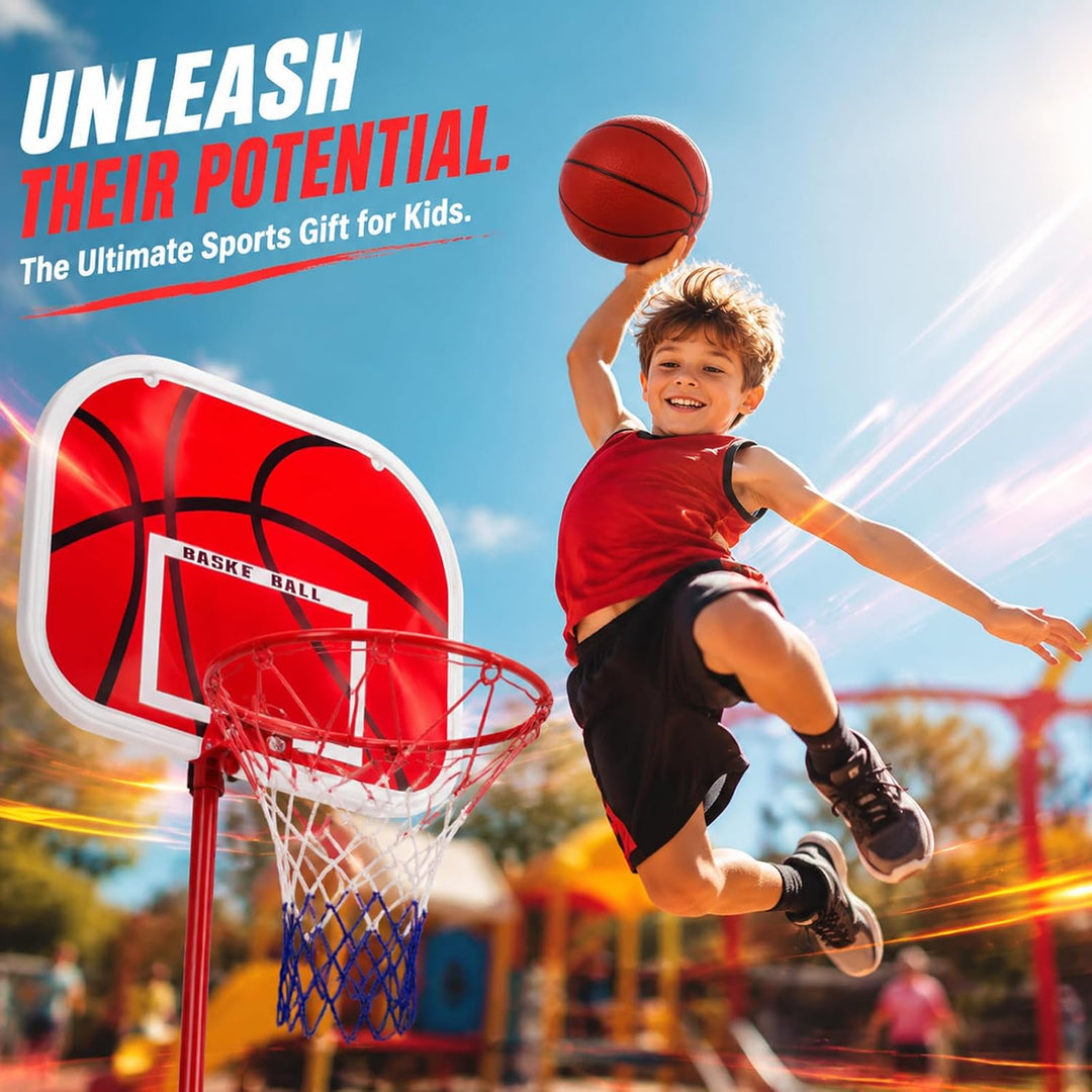 Basketballkorb Kinder Set inkl. 2 Bälle, Höhenverstellbarer Mini Basketballkorb Outdoor &amp; Indoor, Mo
