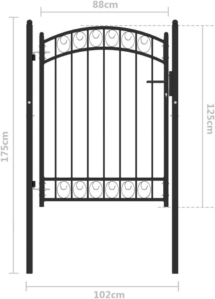 102x175 cm Schwarz Zauntor GartentüR Gartentor Gartenzaun Doppelstabmattenzaun Gartenzaun Komplettse