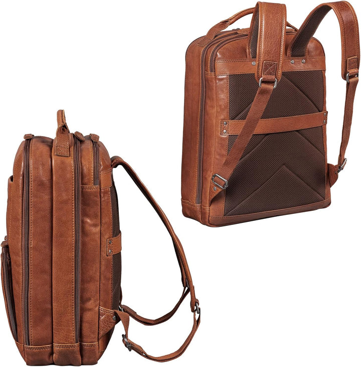 STILORD XL Herren-Businessrucksack aus Leder braun - 15-17 Zoll grosser Arbeitsrucksack - Männer Lap