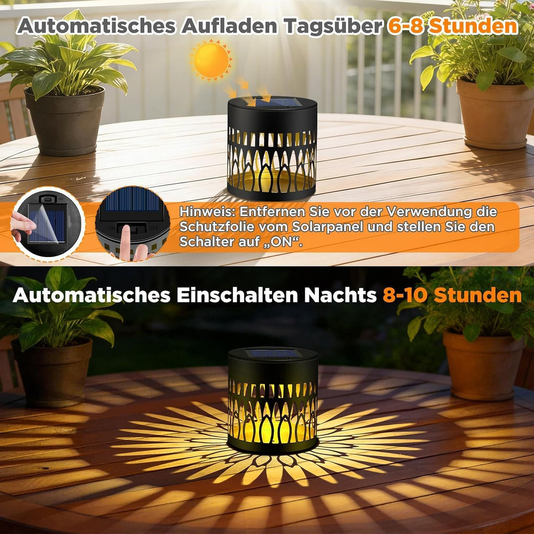 FLSEPAMB 2 Stück Solarlaterne für Aussen, Auto Solarlampen für Aussen Wand | Warmweisse Strahlkraft