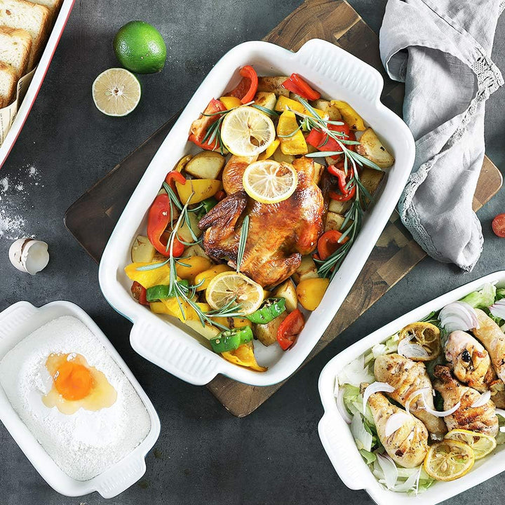 Sweejar Home Backgeschirr-Set aus Porzellan zum Kochen, rechteckige Auflaufform aus Keramik, Lasagne