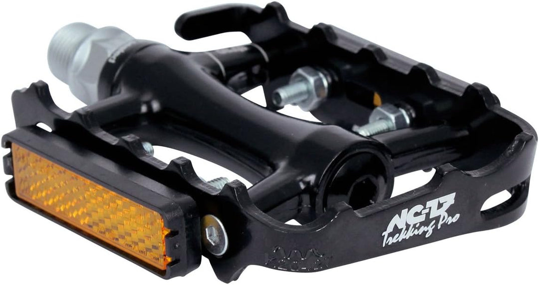 NC-17 Trekking Pro Pedale - Aluminium MTB Mountainbike Pedal Mit Reflektoren, Kugellager + Cr-Mo Ach