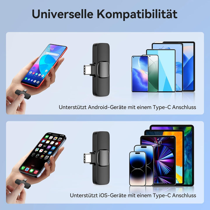 oraolo Kabelloses Lavalier Mikrofon für Android, 360° Omnidirektionales HD-Mikrofon mit Hoher Empfin