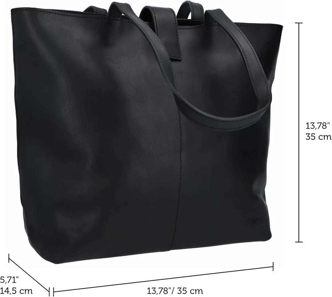 Gusti Shopper Leder - Alexandra Handtasche Damen Arbeitstasche Leder Schwarz, Schwarz