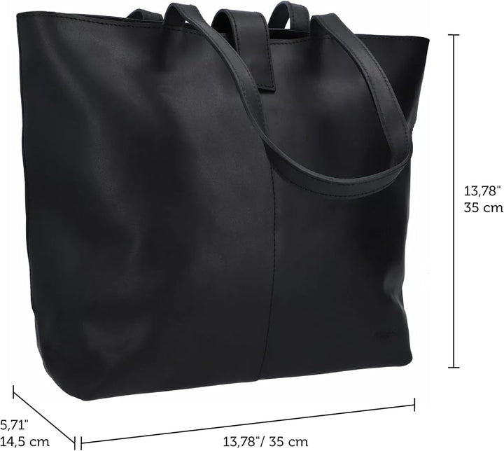 Gusti Shopper Leder - Alexandra Handtasche Damen Arbeitstasche Leder Schwarz, Schwarz